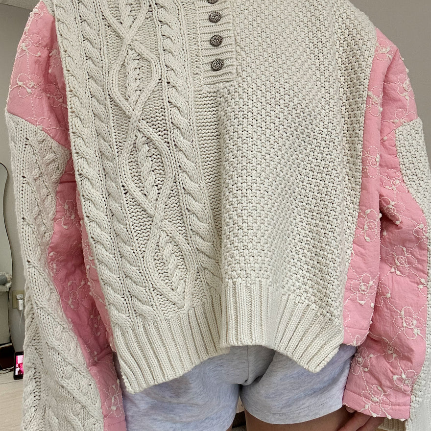 Pink Blossom Quilted Kit Sweater